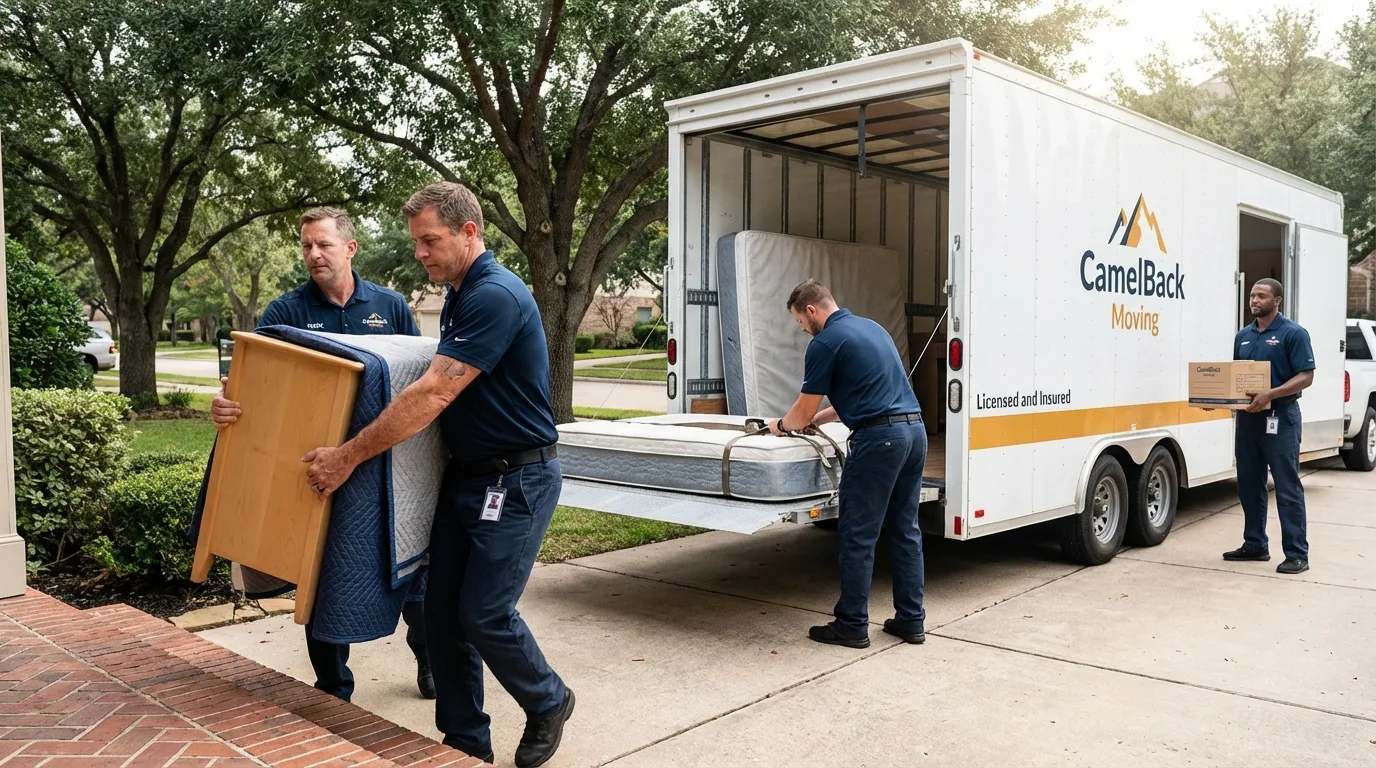 Crew loading residential truck for cross-state move from Roseburg, OR