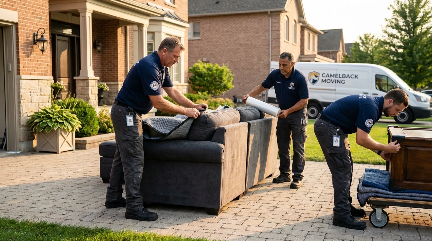 Large estate moving crew wrapping furniture in Roseburg, OR